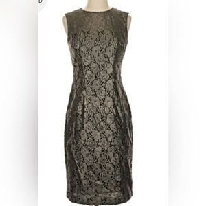 White House Black Market Strapless Black Floral Dress